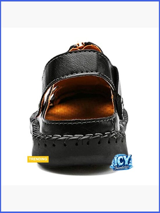 Men\'s Closed Toe Adjustable Leather Sandals Handmade Fisherman main image 5